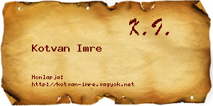 Kotvan Imre névjegykártya